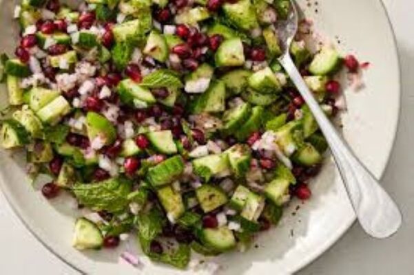 Winter Cucumber Pomegranate Salad (Vegan Side Dish)